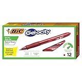 BIC Gel-ocity Original Retractable Gel Pen, Medium Point (0.7 mm), Red, 12-Count