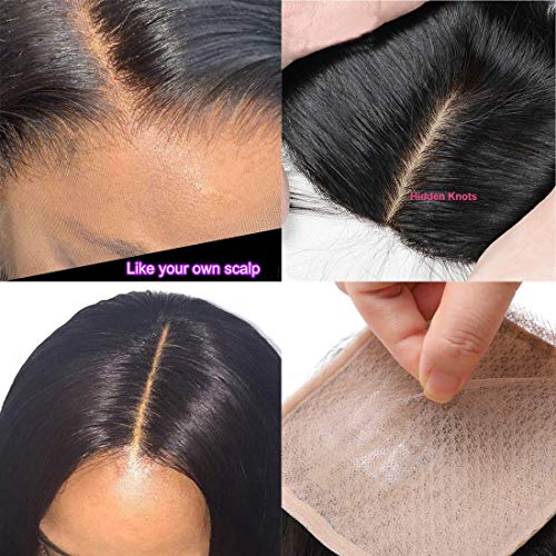 UNice-Hair-Straight-Human-Hair-PU-Fake-Scalp-Lace-Closure-Unprocessed-Brazilian-Remy-Hair-Free-Part-4x4-Lace-Closure-Natural-Color-20inch
