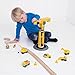 Bigjigs Rail Big Yellow Wooden Crane Construction Play Set with Vehicles & Accessories