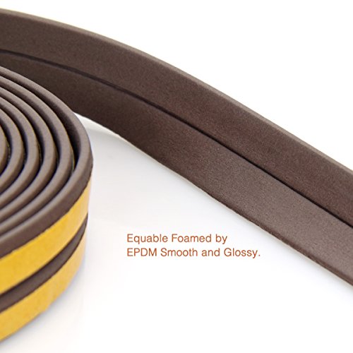 50 Feet, Weather Stripping,Door Window Adhesive Seal Strips for Windproof, Soundproof, Dustproof, Collision Avoidance, Weatherproof Seal (I BROWN)