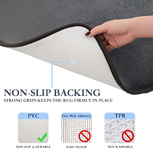 SONORO KATE Memory Foam Bathroom Rugs, Soft and Non-Slip Bath Rugs, Machine Washable Bathroom mats, Super Absorbent Velvet Bath Mats，Easier to Dry for Bathroom Floor Rugs (Dark Grey, 32\