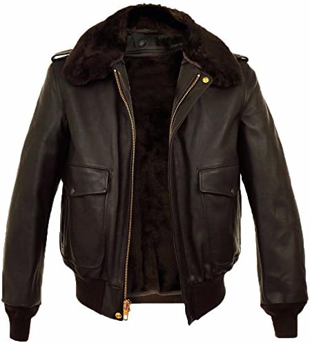 Men's A-2 Aviator Flight Bomber Navy Flying Air Force Real Leather Jacket