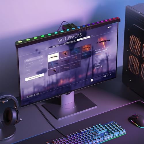 RGB Monitor Light Bar for Direct Screens, Dynamic Audio Sync, Colorful ...