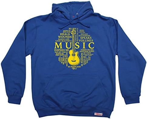 BM Music Is My Life Guitar Design Band Hoody Acoustic Electric Bass Drums Drummer Mic Album Record Lyrics Birthday Gift Christmas Present HOODIE