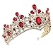 Santfe 3 '' Luxury Gold Bridal Red Teardrop Crystal Rhinestone Tiara Crown Wedding Bride Hair Accessories Quinceanera Pageant Tiaras and Crowns