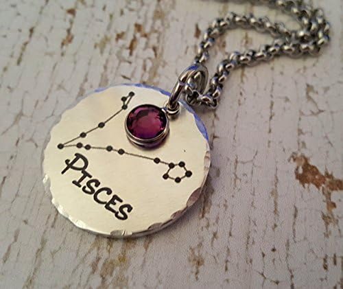 Engraved Constellation Necklace with Stainless Steel Chain | Pisces Constellation Jewelry