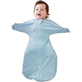 ZIGJOY Baby Transitional Swaddles for Newborns: 0.5 Tog Arms Up Sleep Sack 3-6-12 Months Soft Cotton Shark Fin 2 Way Zipper