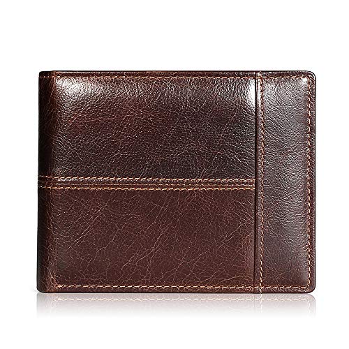 Mens Wallet RFID Genuine Leather Bifold Wallets For Men, ID Window 16