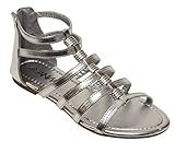 Anna Jane-5 Women's Open Toe Gladiator Nubuck/Metallic Sandals