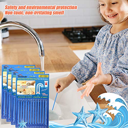 Drain Sticks Drain Stix Drain Cleaner and Deodorizer Sticks Drain Deodorizer Sticks for Clog Odor Unscented Non-Toxic for Kitchen Bathroom Sinks Pipes Septic Tank Safe As Seen On TV