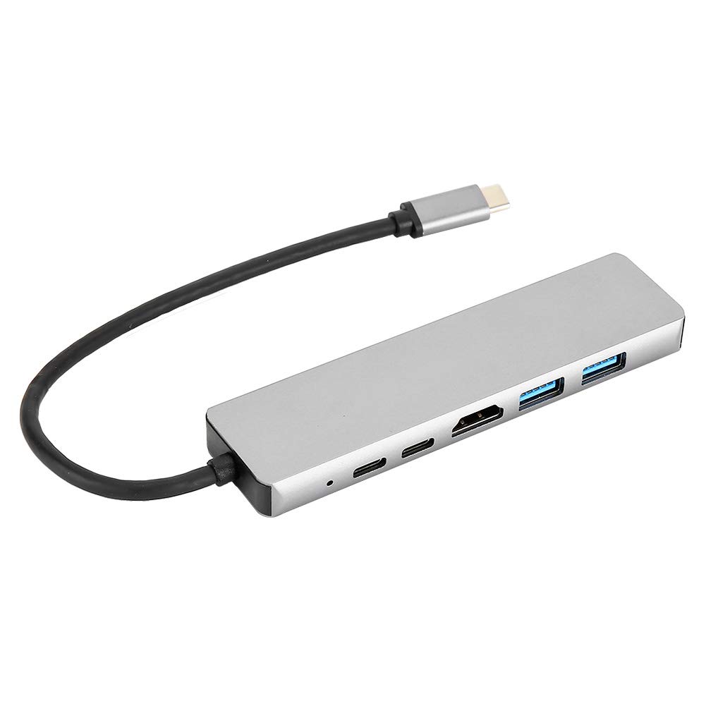 Type‑C 6 in 1 Hub with to 4K 60Hz HDMI, 2‑port USB3.0,RJ45 100Mbps Multiport Adapter Dongle, plug and play, aluminum alloy USB Expander Hub