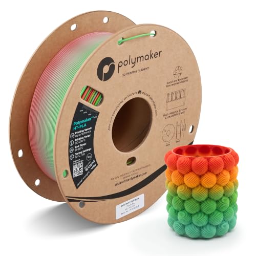 Polymaker HT-PLA Filament 1,75 mm Regenbogen, Hochtemperatur-PLA fuer 3D-Druck, hitzebestaendig bis 150 °C, einfach zu drucken, funktioniert mit den meisten FDM-Druckern, 1-kg-Spule