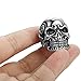 FIBO STEEL Stainless Steel Rings for Men Women Black Skull Head Rings,Size 15 Silver-tone