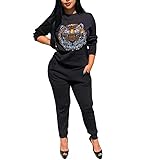 Women's 2 Pieces Outfits - Hot Drilling Tiger Head