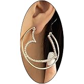 Crystal Heart Hoop Statemenet Earrings for Women,14K Gold Sparkly Circle Cubic Zirconia Love Shaped Earrings Party Trendy Jewelry Gifts