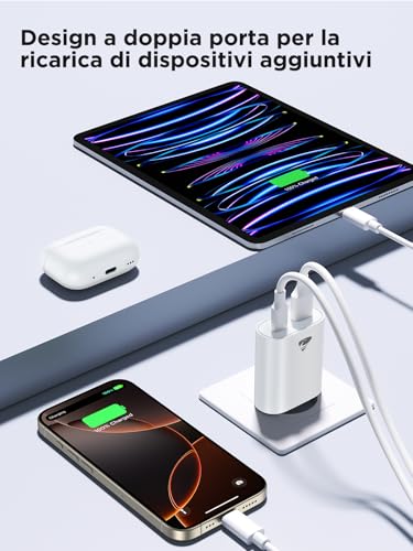 2 Pack USB C Charger, 20 W Quick Charge Socket Plug USB C Power Supply Multiple Charger Batteries Charger for iPhone 16 15 14 13 12 11 Pro Max Samsung S24 S23 iPad Mobile Phone