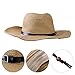 TINKSKY Cowboy Sun Hat Wide Brim Hat Summer Beach Straw Cap Foldable Caps (Khaki)
