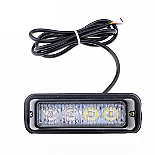 Favson 4 LED Strobe Lights for Trucks Cars Van with High Intensity White&Yellow Emergency Flasher(2 pcs) - Thumbnail 4