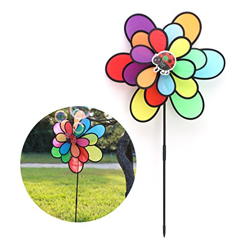 Lvyuanda Rainbow Colorful Wheel Wind Spinner Windmill - Outdoor Lawn Decor Your Yard and Garden