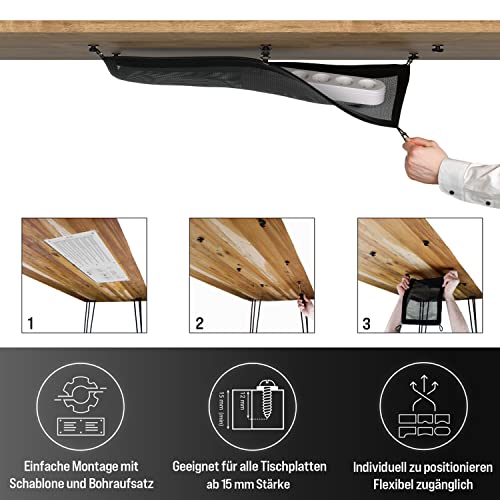 Flexible Cable Network Desk - Cable Management Desk - Cable Duct - Cable Tray - Cable Net Black