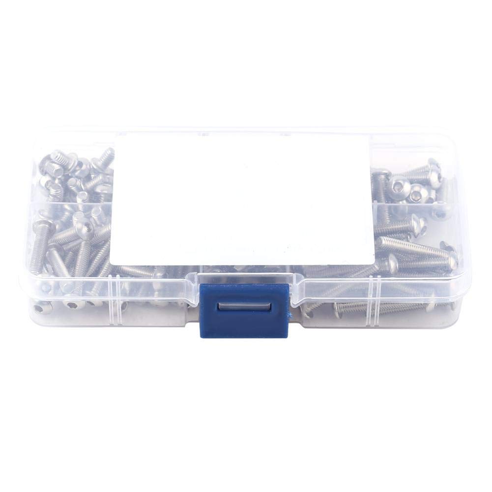 Screws Nuts Assortment Kit, 170pcs M4 Stainless Steel SS304 Hex Socket Button Head Screws Bolts and Nuts Assorted Set with Plastic Case