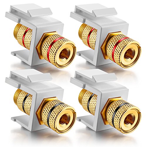 ICESPRING White Keystone Banana Jacks with Black & Red Rings Binding