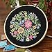 Full Range of Embroidery Starter Kit with Pattern, Kissbuty Cross Stitch Kit Including Stamped Embroidery Cloth with Pattern, Bamboo Embroidery Hoop, Color Threads and Tools Kit (Flower Bloom)