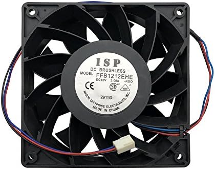 120mm PWM Case Fan Replacement for Bitmain Antminer S3 S5 S5+ S7 S9 T9 L3+, Model: FFB1212EHE, 190CFM, Dual Ball Bearing, 3-wire 3-pin Connector