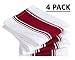 COTTON CRAFT - 4 Pack Wrinkle Resistant Superior Finish - Pure Cotton - Twill Stripe - Kitchen Towels 20x28 - Red - Easy Care Machine Wash
