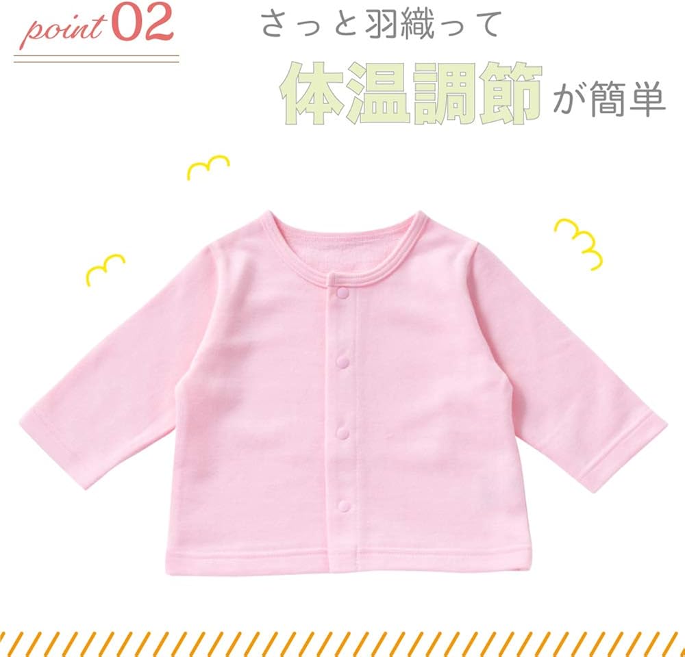 Amazon Co Jp Creme De Coco カーディガン 長袖 丸衿 ベビー 赤ちゃん はおりもの 防寒 冷房対策 綿100 日本製 服 ファッション小物