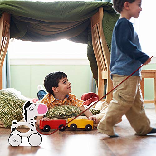 image for Flantor Pull Along Zebra Toy for Toddler Baby , Push and Pull Toys for