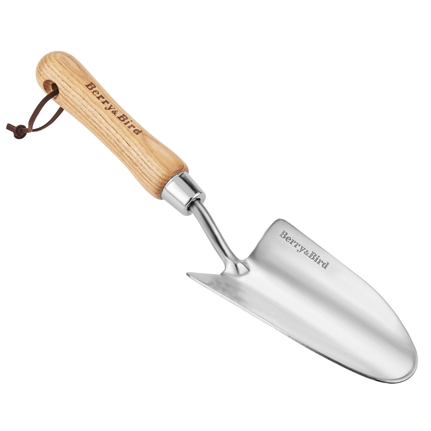 Berry&Bird Stainless Steel Trowel, Garden Small Flower Hand Shovel, Potting Soils Scoop with Wood Handle, Gardening Bonsai Tools for Transplanting Digging Weeding Planting