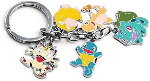 Pokemon Bulbasaur, Charmander, Squirtle Metal Charm Keychain