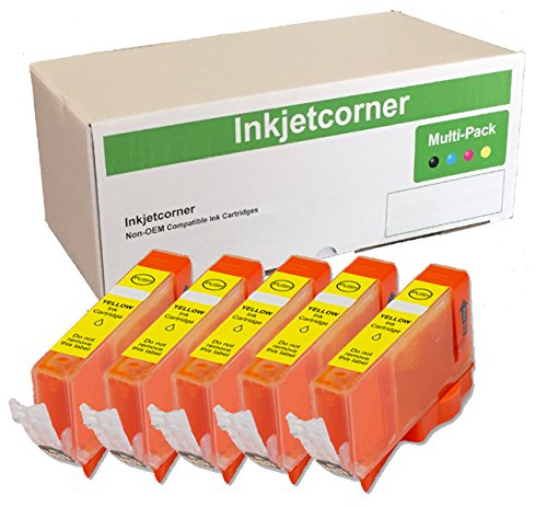 Inkjetcorner 5 Pack Compatible Yellow Ink Cartridges with Chip Replacement for CLI-251XL CLI-251 IP7220 iX6820 MG5520 MG5522 MG5620 MG6620 MG6600 MX920 MX922