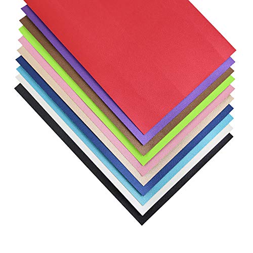 Craft Leather Fabric Pebbled Faux Leather Sheets PU Vinyl Leather for Bows Headband Earrings A4 Size, 10 Colors