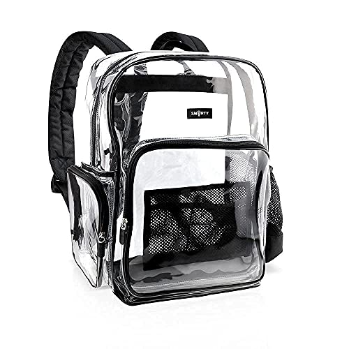 SMARTY Large Heavy Duty Clear Backpack V6 Durable Transparent See Through Bag (Black) Pricepulse