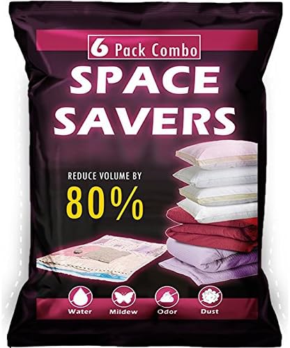 6 Pack Space Saver Vacuum Storage &amp; Travel Roll-Up Bags - Enormous and Jumbo Bags