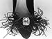 Detachable Black Ostrich Feather Bow and Rhinestone Brooch Shoe Clips Set of Two