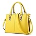 KINGH Women Handbag,Women Bag, Shoulder Bag Zip Closure Tote Vintage Bag PU Leather 119 Yellow