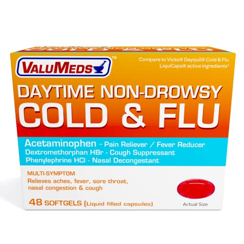 ValuMeds NonDrowsy Cold & Flu Medicine for Adults (48 Softgels
