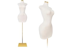 SHAREWIN Plump Dress Form Mannequin for Sewing, Female Maniquine Torso Stand for Clothing Store Tailor Shop Design Office, Adjustable Height 60-78 inch