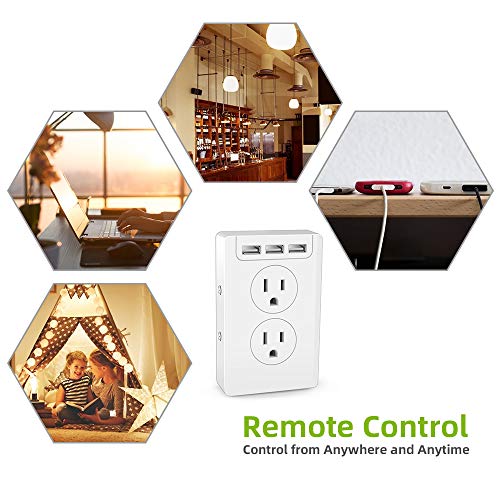 Smart Power Strip by Ankuoo,Smart Outlet Extender,3 USB Ports,2 AC Outlets Individual Control, WiFi Multi Outlet Wall Charger Compatible with Alexa,Google Home, Wireless Remote Control and Timer Via