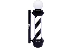 WDZD 27'' Barber Pole Light, Black White Rotating Hair Salon Open Sign, Wall Mount, Save Energy