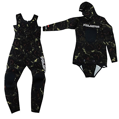 Palantic Spearfishing Neoprene Camouflage Stretch Max 5mm Two Piece Farmer John Wetsuit, Medium