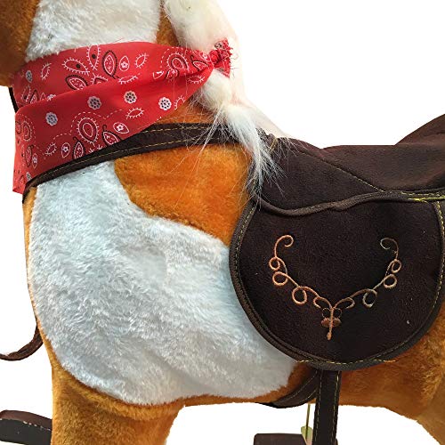 Happy Walk Plush Toy Rocking Horse Pony with Realistic Sounds Cowboy Rocking Horse for Age 3-8