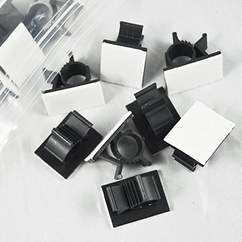 GBSTORE 25 Pcs UVB Plastic Kwik Clips Black Adhesive Backed Nylon Wire Adjustable Cable Clips