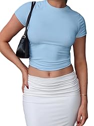 Dwnval Women Sexy Basic T Shirts Tops Summer Short