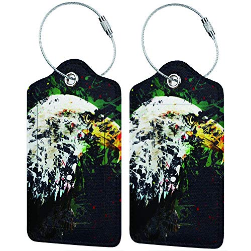 Flexible Silicone Travel ID Identification Labels Set,Warm Botany on a Backdrop of Vertical Strips,Holder Zip Seal & Steel - For Suitcases - Thumbnail 2