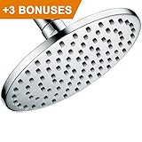 Brass Shower Head And Rainfall 6 Inches(90 Jets) showerhead with Adjustable Brass Swivel Ball Joint-FREE Replacement Filter Disk -Luxury Chrome Finish (Round )