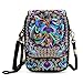 Embroidery Flowers Canvas Crossbody Bag, Women Messenger Bag, Cellphone Pouch Purse